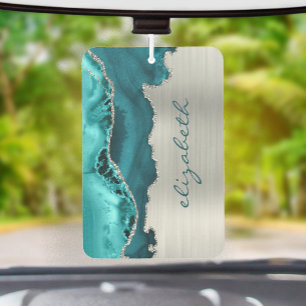 Désodorisant Pour Voiture Moderne Agate Métallique Teal Argent