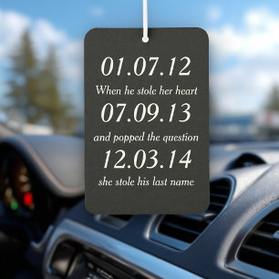 Désodorisant Pour Voiture Moments Romantiques Dates Personnalisées Mariage S