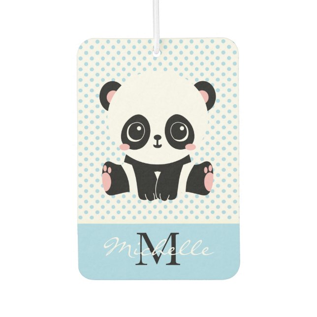 Désodorisant Pour Voiture Monogram Cute Panda Bear Personalized Polka Dot (Devant)