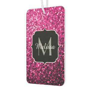 Désodorisant Pour Voiture Monogramme à paillettes fausses rose chaud