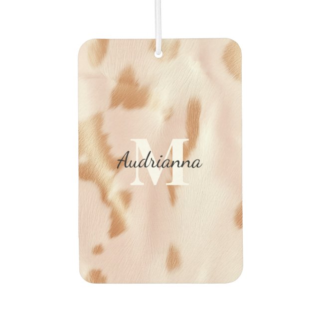 Désodorisant Pour Voiture Monogramme de vache blanche rose (Devant)