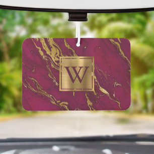 Désodorisant Pour Voiture Monogramme élégant en marbre de Bourgogne or