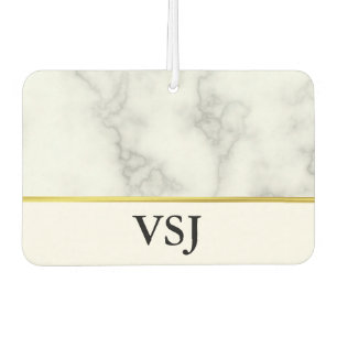 Désodorisant Pour Voiture Monogramme Elegant Marbre blanc Faux