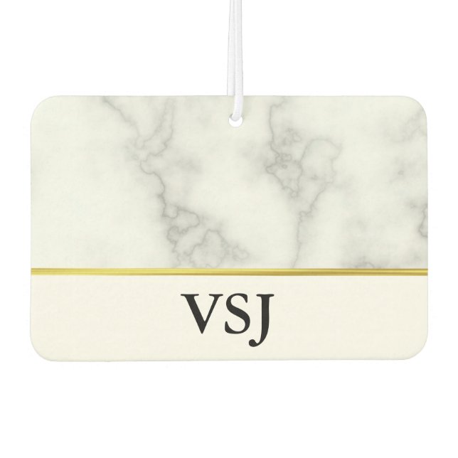 Désodorisant Pour Voiture Monogramme Elegant Marbre blanc Faux (Devant)