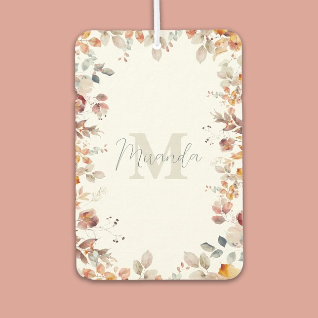 Désodorisant Pour Voiture Monogramme floral personnalisé (Créateur téléchargé)