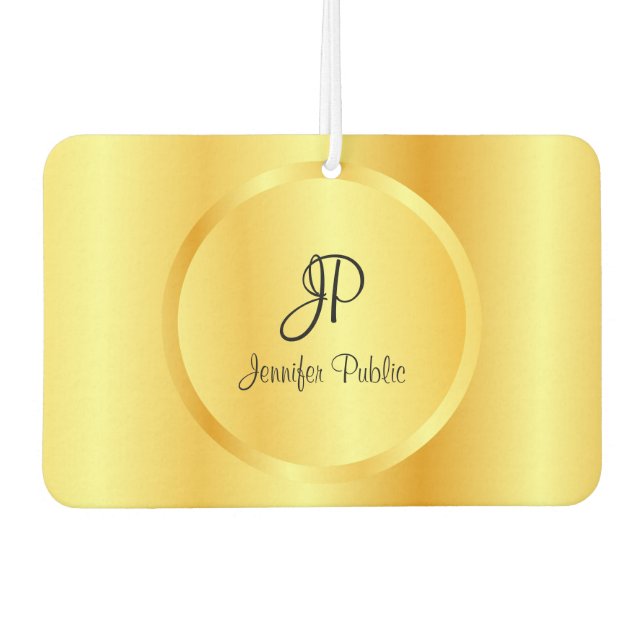 Désodorisant Pour Voiture Monogramme manuscrit Modèle d'or Faux (Devant)