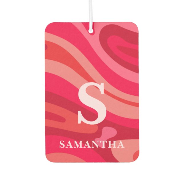 Désodorisant Pour Voiture Monogramme moderne Motif rose rouge (Devant)