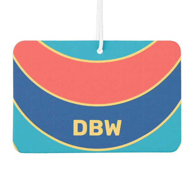 Désodorisant Pour Voiture Monogramme personnalisé sur bandes courbes colorée (Devant)