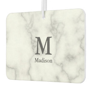 Désodorisant Pour Voiture Monogramme personnalisé sur le Marbre blanc Faux