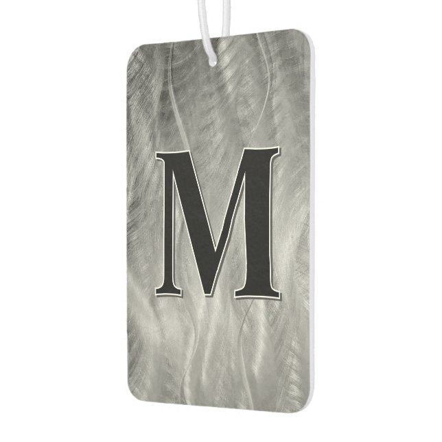 Désodorisant Pour Voiture Monogramme sur métal brossé argenté Abstrait (Gauche)