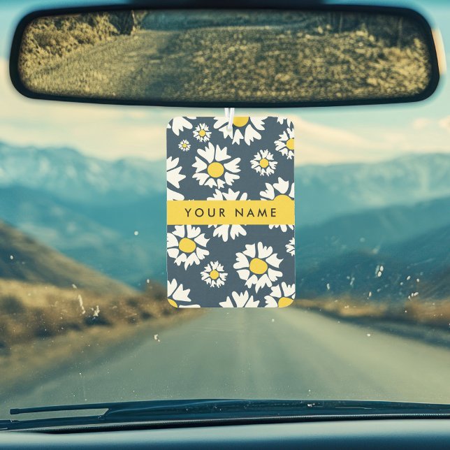 Désodorisant Pour Voiture Motif de marguerite, marguerites blanches, Votre n (Créateur téléchargé)