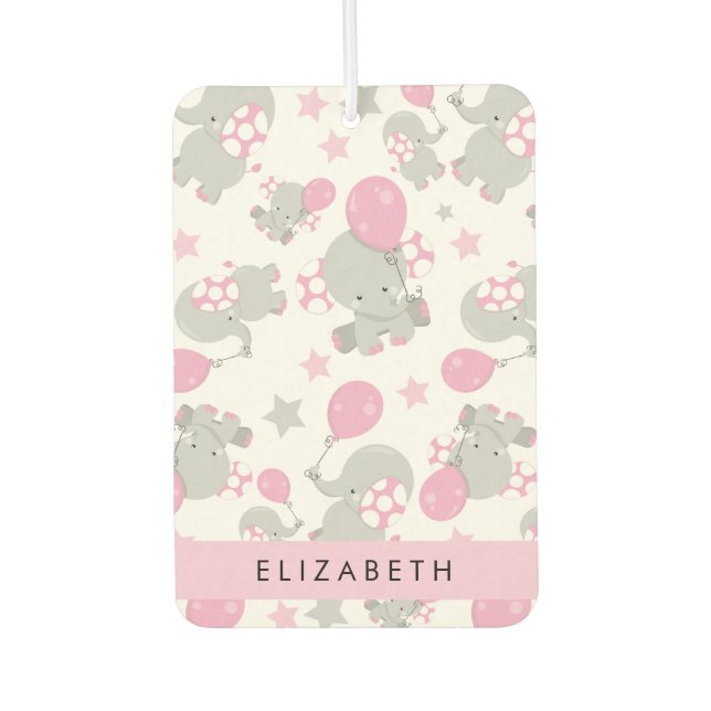 Désodorisant Pour Voiture Motif D'Eléphants, Eléphants Mignons, Votre Nom (Devant)