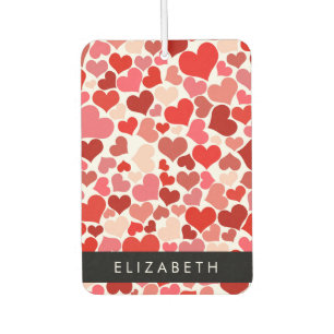 Désodorisant Pour Voiture Motif Des Coeurs, Coeurs Rouges, Amour, Votre Nom