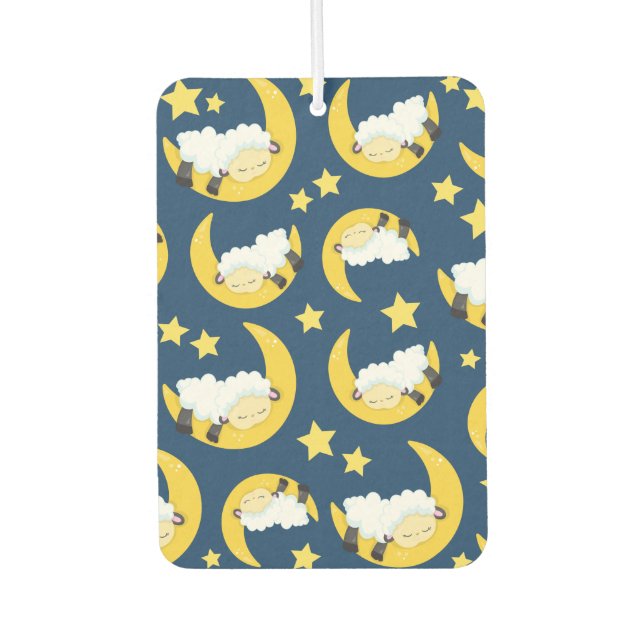 Désodorisant Pour Voiture Motif mouton, Mouton couché, Lune, Étoiles (Devant)
