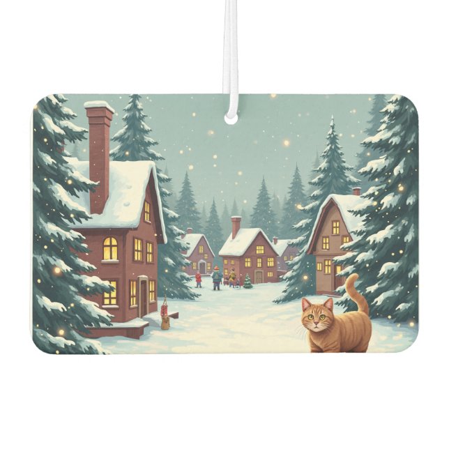 Désodorisant Pour Voiture Noël et Chats (Devant)