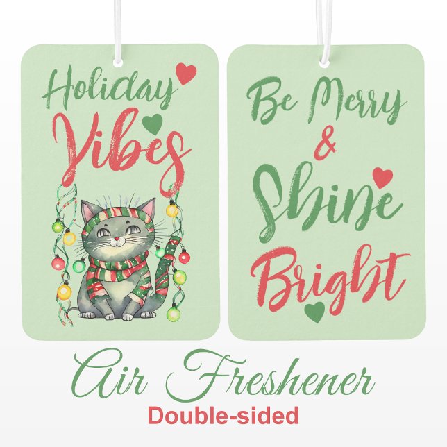 Désodorisant Pour Voiture Noël mignon chat vacances vert rouge (Créateur téléchargé)