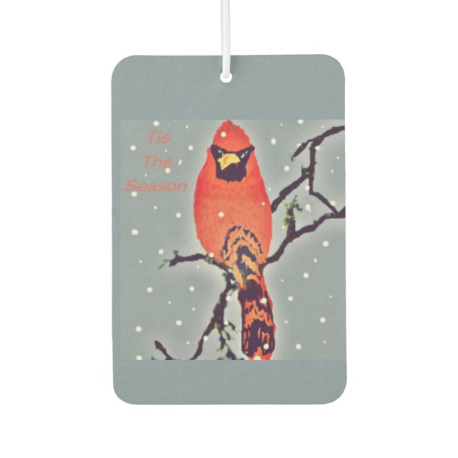 Désodorisant Pour Voiture Oiseau Cardinal Dans La Neige (Devant)