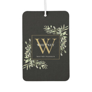 Désodorisant Pour Voiture Or Monogramme Élégant Modernité Verdure