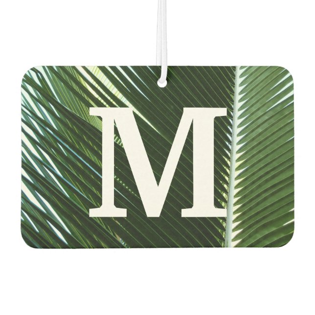 Désodorisant Pour Voiture Overlapping Palm Fronds Tropical Green Abstract (Devant)