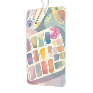 Désodorisant Pour Voiture Palette de peinture   Jolie aquarelle colorée Art