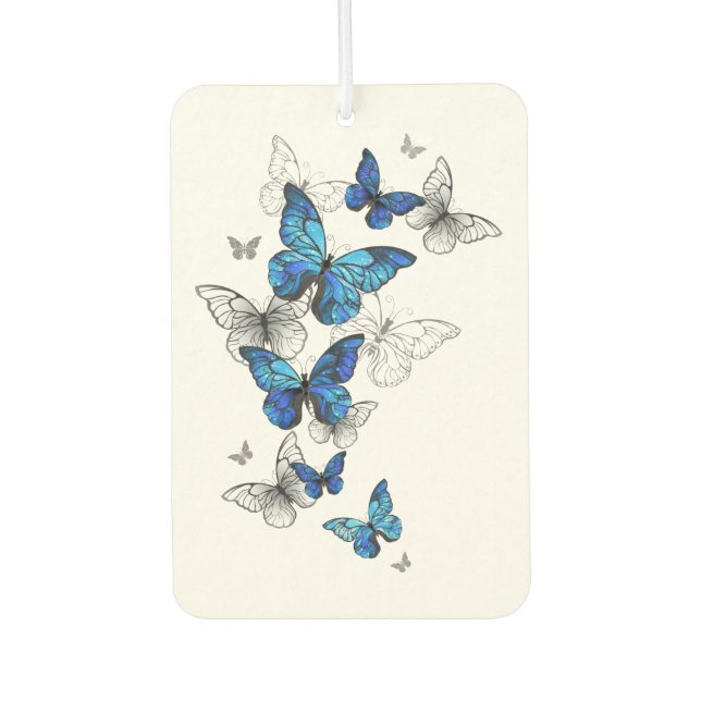 Désodorisant Pour Voiture Papillons volants bleus Morpho (Devant)