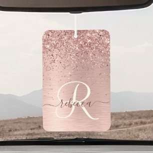 Désodorisant Pour Voiture Parties scintillant en métal brossé rose pâle Nom