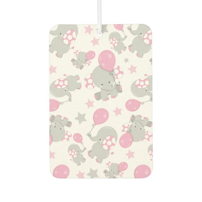 Désodorisant Pour Voiture Pattern of Elephants, Cute Elephants - Pink Gray (Devant)