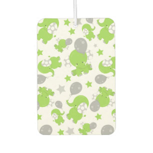 Désodorisant Pour Voiture Pattern of Green Elephants, Cute Elephants, stars
