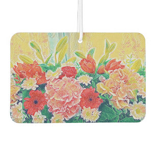 Désodorisant Pour Voiture Peinture colorée de fleurs