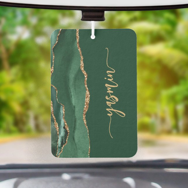 Désodorisant Pour Voiture Personalized Signature Emerald Green Gold Agate (Créateur téléchargé)