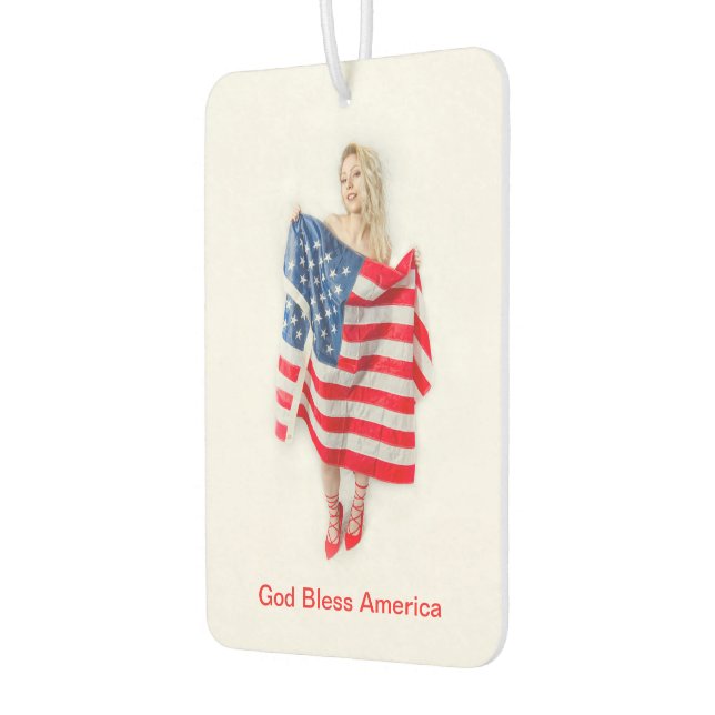 Désodorisant Pour Voiture Personnalisable Dieu Béni Amérique Fille Drapeau (Gauche)