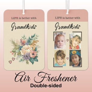 Désodorisant Pour Voiture Petits-enfants 4 coeurs floraux photo rose
