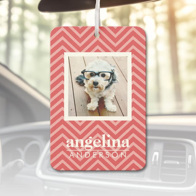 Désodorisant Pour Voiture Photo de Chevron Motif et Nom personnalisé (Custom Air Freshener)