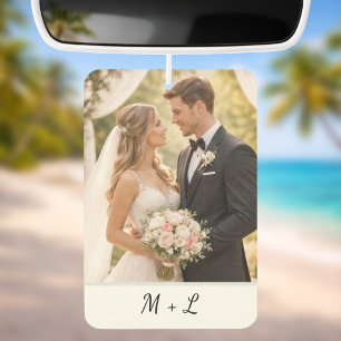 Désodorisant Pour Voiture Photo de mariage personnalisé avec initiales