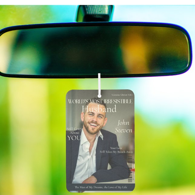 Désodorisant Pour Voiture Photo style couverture du magazine branché Husband (Trendy Husband Magazine Cover style photos Air Freshener)