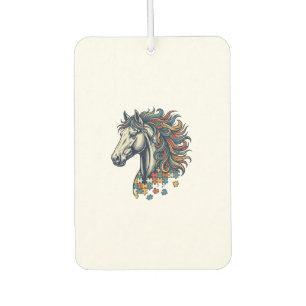 Désodorisant Pour Voiture Pièce de puzzle de cheval coloré T-Shirt gravure v
