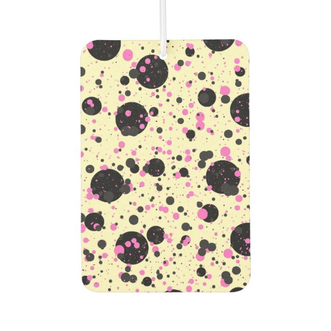 Désodorisant Pour Voiture Pink & Black Polka Dot Glam Pattern (Devant)