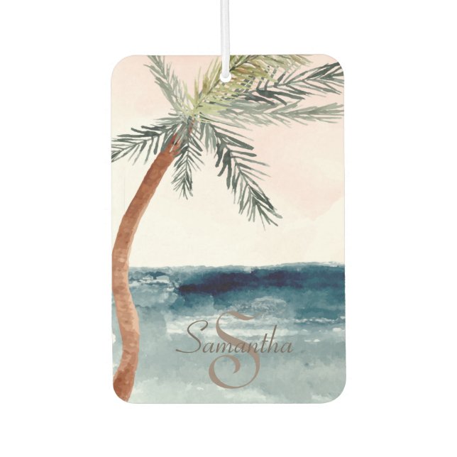 Désodorisant Pour Voiture Plage tropicale palmier-monogramme (Devant)