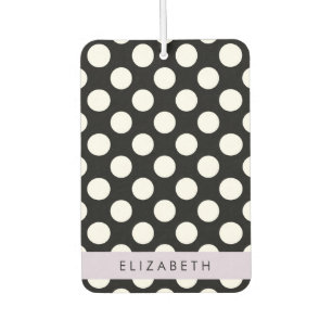 Désodorisant Pour Voiture Pois noirs et blancs, pointillés, Votre nom