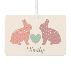 Désodorisant Pour Voiture Polka Dot Bunnies Rose Personnalisé