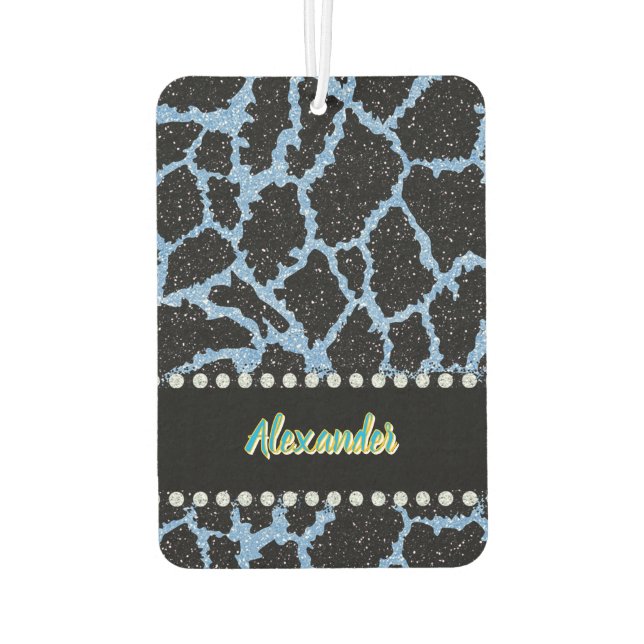 Désodorisant Pour Voiture Poster de animal à motifs de girafe bleu (Dos)
