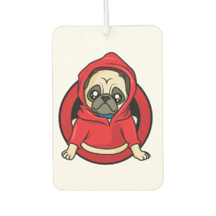Désodorisant Pour Voiture Pug en sweat à capuche rouge
