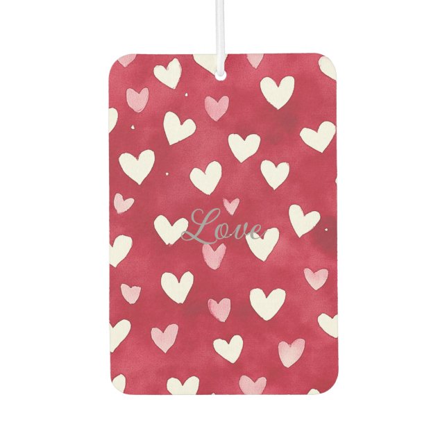 Désodorisant Pour Voiture Red Pink White Hearts (Devant)
