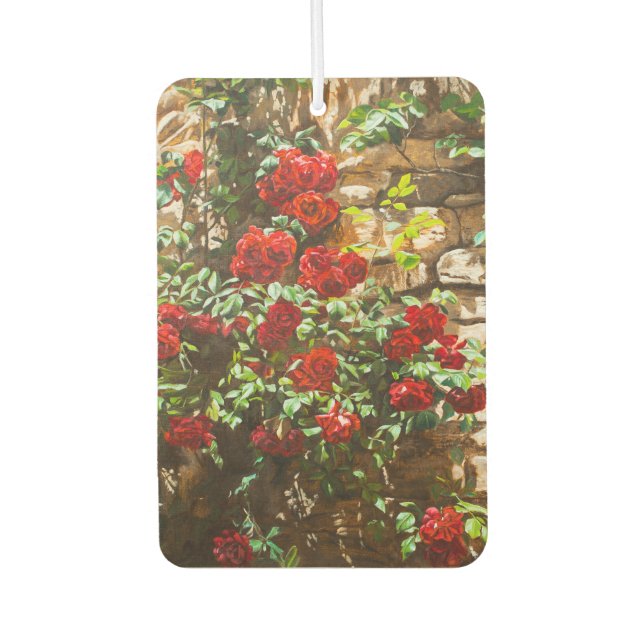 Désodorisant Pour Voiture Red Roses Against a Stone Wall (Devant)