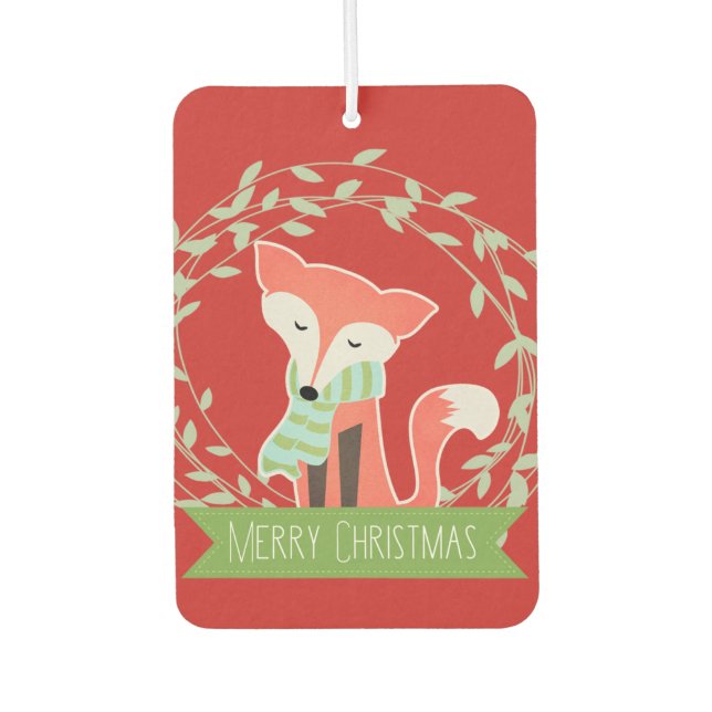 Désodorisant Pour Voiture Renard de Noël rouge et vert (Devant)