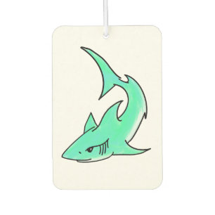 Désodorisant Pour Voiture requin souriant de dessin animé bleu vert océan an
