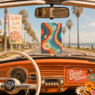 Désodorisant Pour Voiture Rétro Groovy Fleur de Daisy Arc-en-ciel des années