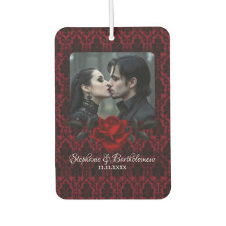 Désodorisant Pour Voiture Rose damasquine rouge gothique personnalisée