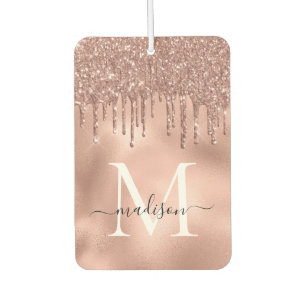 Désodorisant Pour Voiture Rose métallique Monogramme Parties scintillant ros