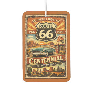 Désodorisant Pour Voiture Route 66 Vintage Rétro Centenaire 100 Ans